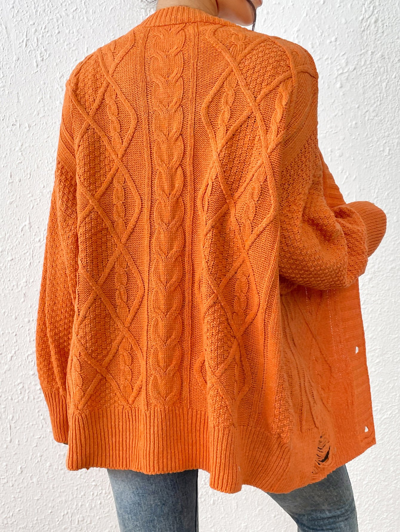 Damen Lässig Frühling/Herbst Unifarben Wolle/Stricken Strickjacke