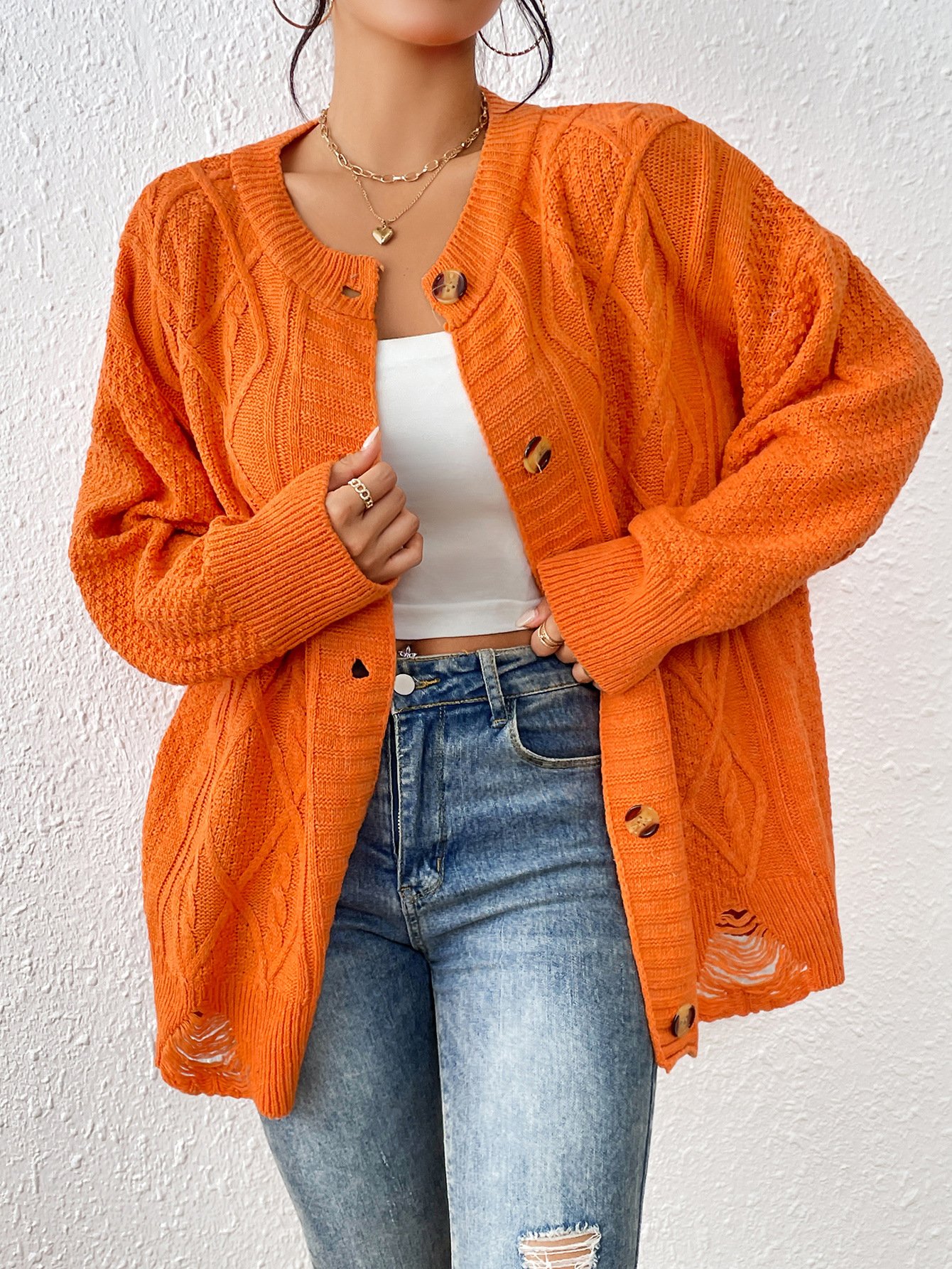 Damen Lässig Frühling/Herbst Unifarben Wolle/Stricken Strickjacke