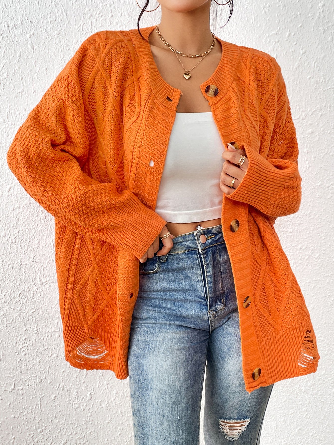 Damen Lässig Frühling/Herbst Unifarben Wolle/Stricken Strickjacke