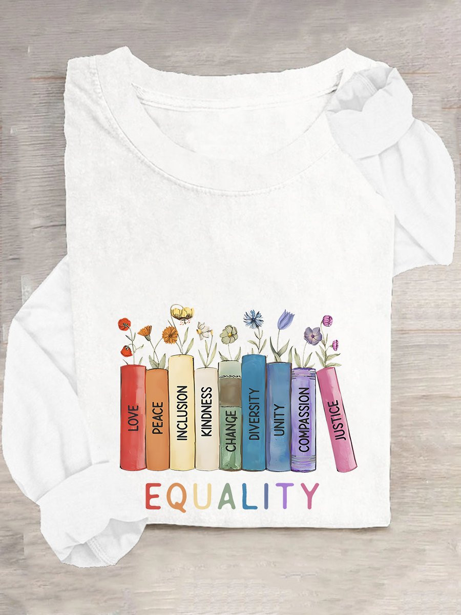 Damen Geblümt Langarm T-Shirts T-Shirt Rundhals Lässig Frühling/Herbst Oberteile