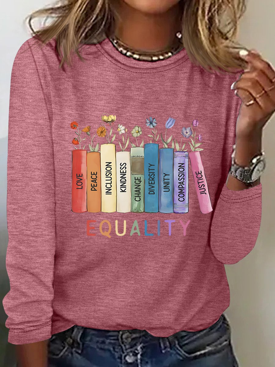 Damen Geblümt Langarm T-Shirts T-Shirt Rundhals Lässig Frühling/Herbst Oberteile