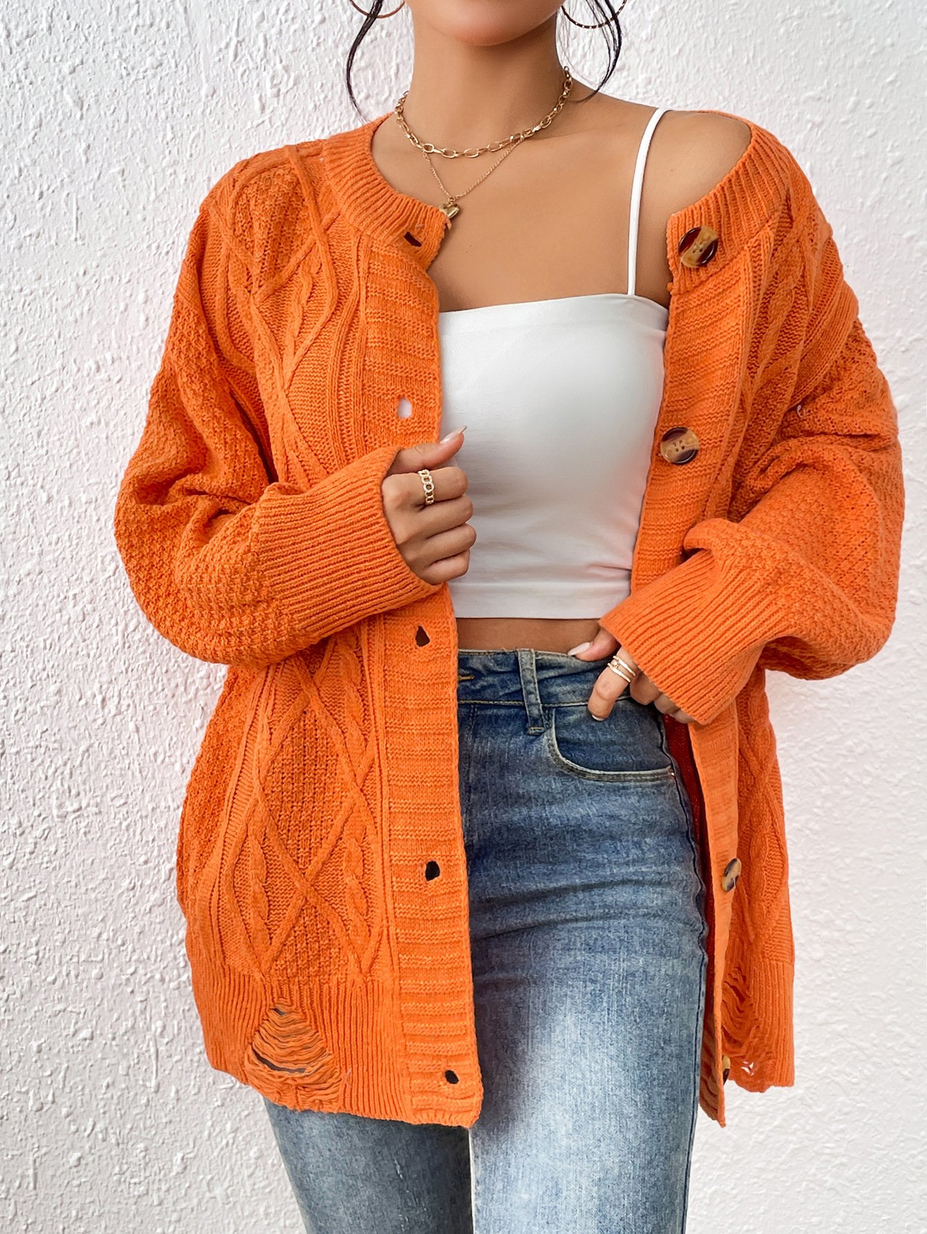 Damen Lässig Frühling/Herbst Unifarben Wolle/Stricken Strickjacke