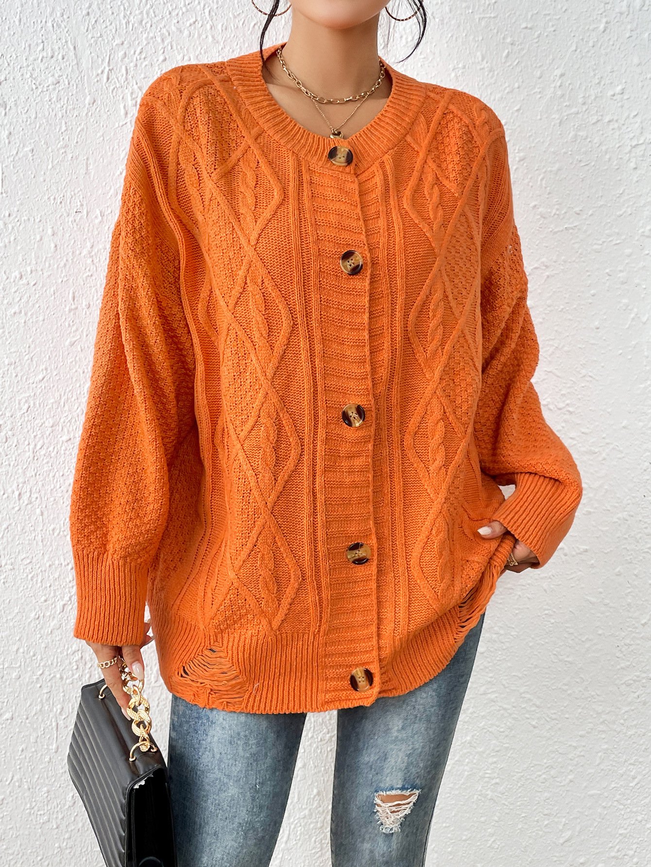 Damen Lässig Frühling/Herbst Unifarben Wolle/Stricken Strickjacke