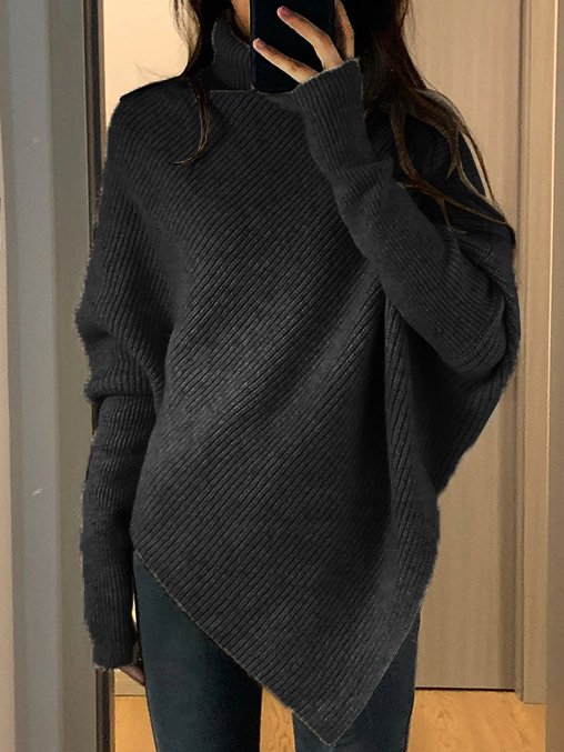 Damen Frühling/Herbst Unifarben Lässig Langarm V-Ausschnitt Garn/Wollgarn Pullover