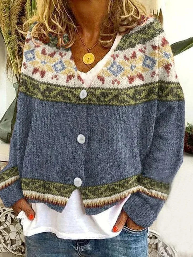 Damen Lässig Winter Ethnisch Wolle/Stricken Strickjacke