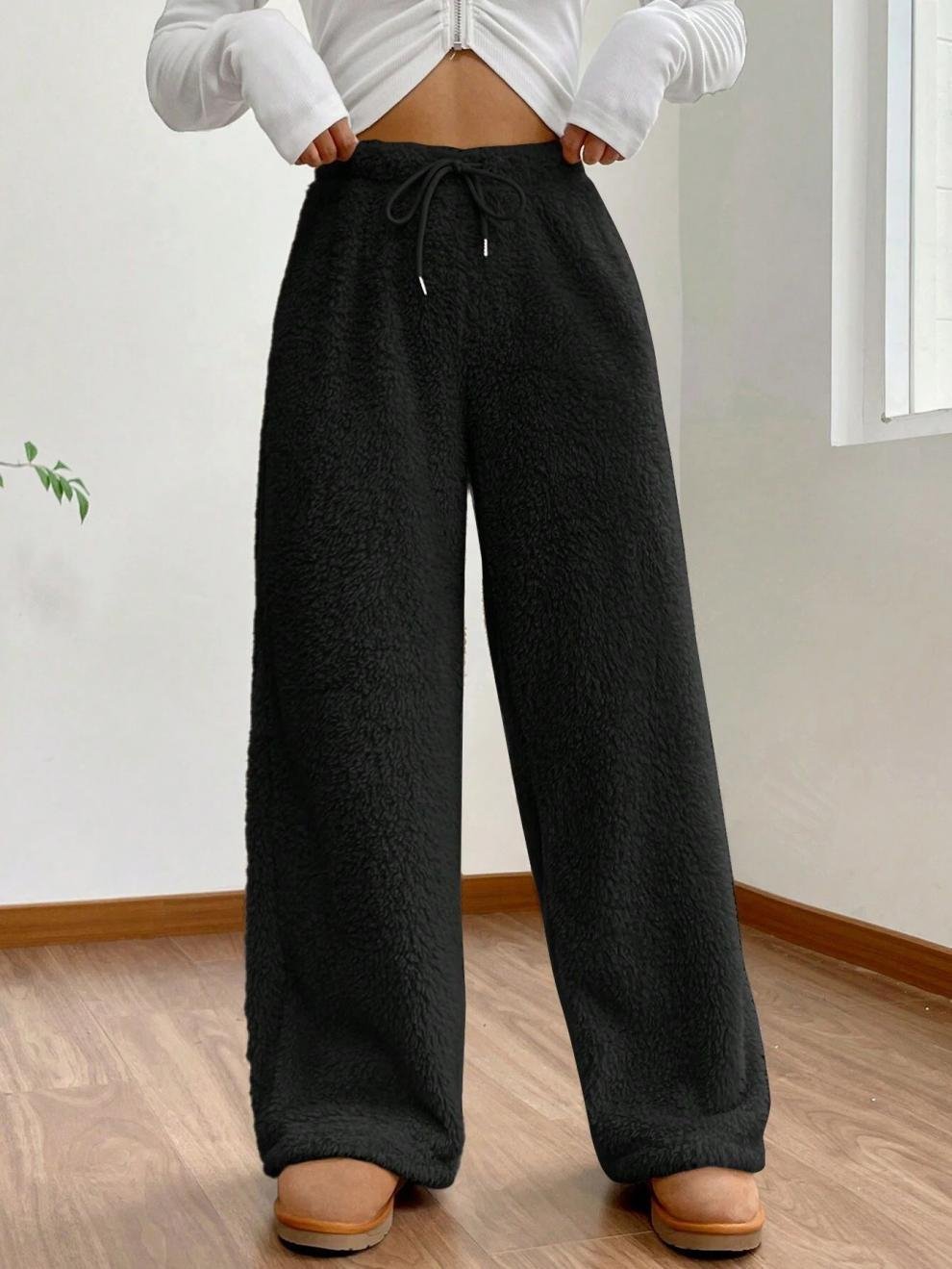 Damen Hose Täglich Ausgehen Lässig Fluff/Granular-Fleece-Stoff Unifarben Frühling/Herbst Hose