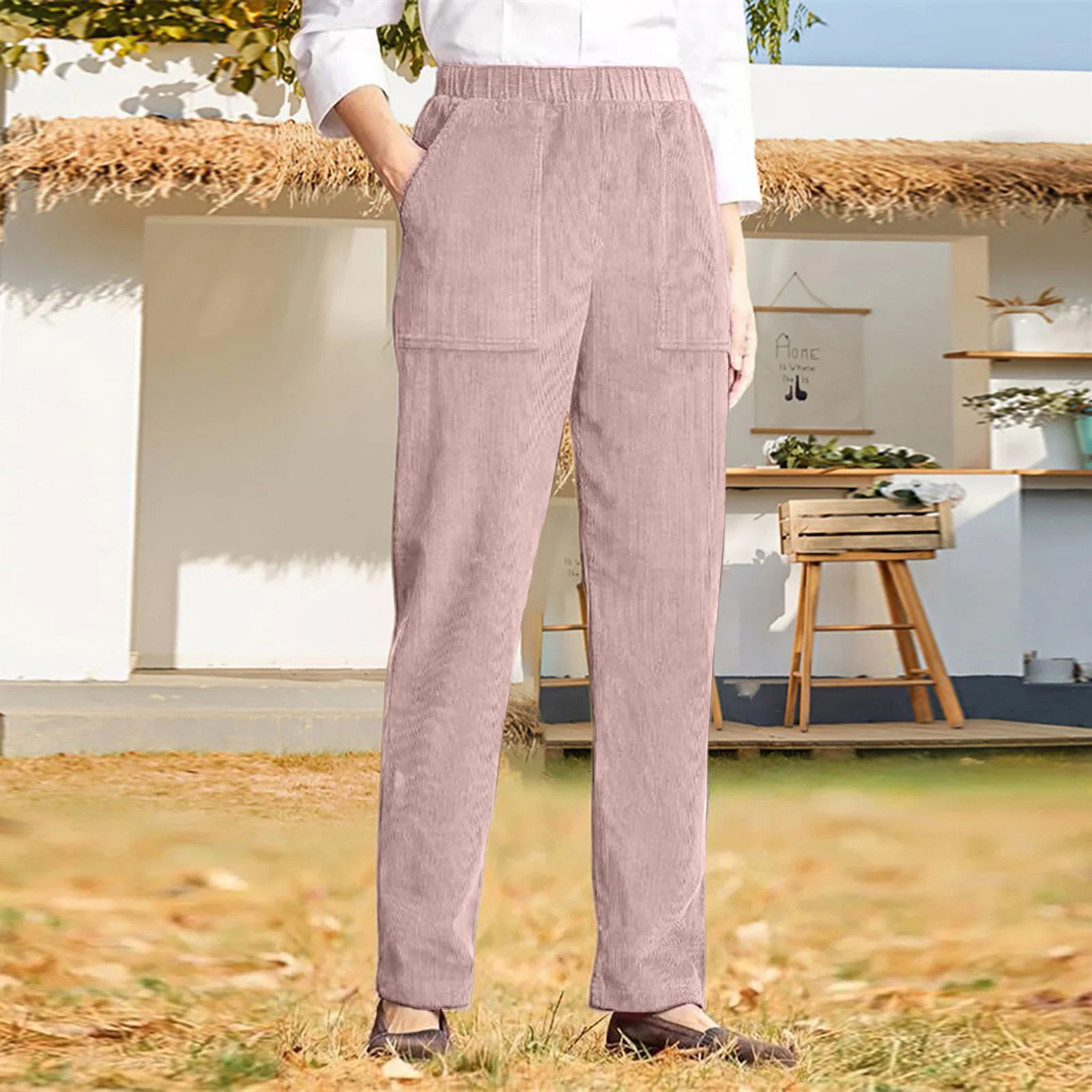 Damen Hose Täglich Ausgehen Lässig Fluff/Granular-Fleece-Stoff Unifarben Frühling/Herbst Hose