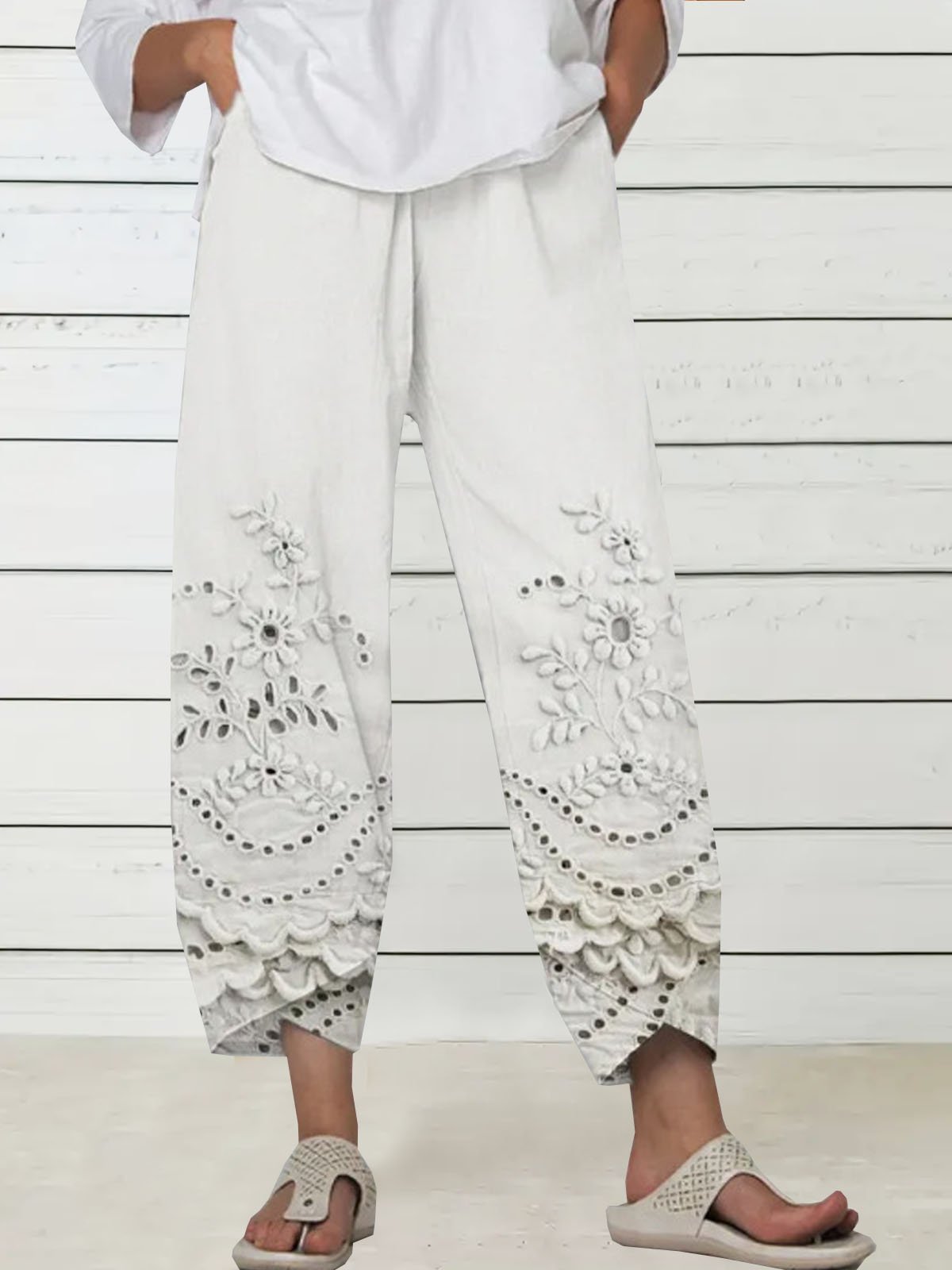 Damen Geblümt Lang Elastische Taille Hose Lässig Frühling/Herbst Hose