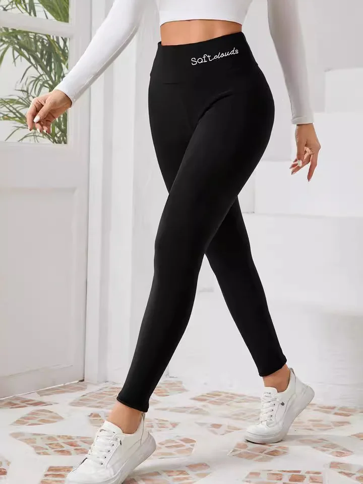 Damen Lässig Unifarben Winter Lang Leggings