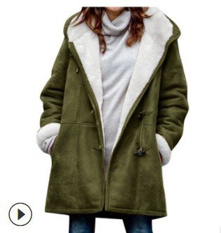 Winter Jacken Damen Veloursleder Kapuze Mantel Verdicken Vlies Langarm Kapuze Coat