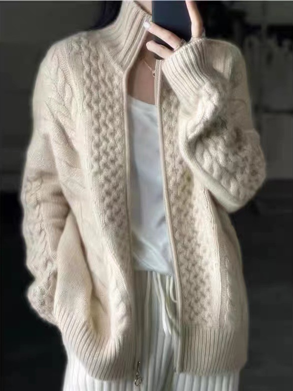 Damen Lässig Winter Unifarben Wolle/Stricken Strickjacke