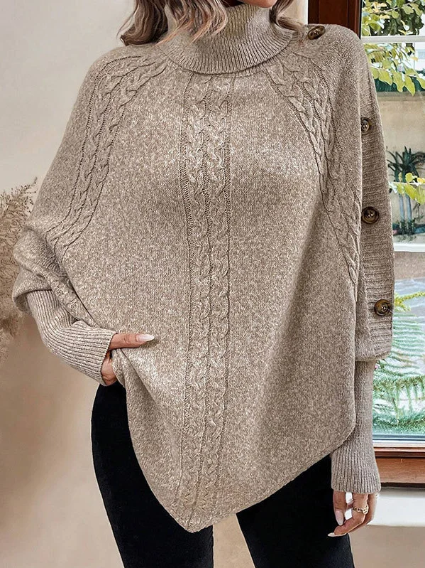 Damen Frühling/Herbst Unifarben Lässig Langarm Rollkragen Garn/Wollgarn Pullover