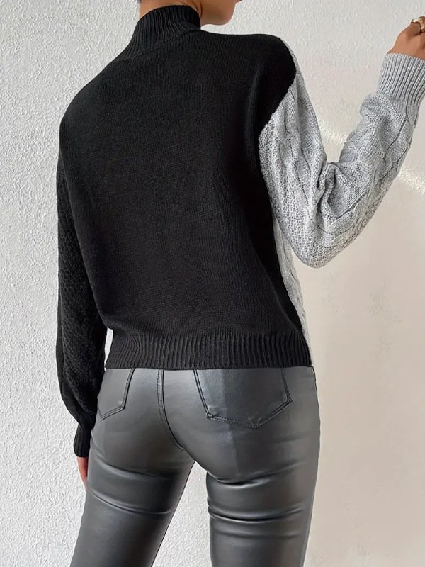 Damen Frühling/Herbst Farbblock Lässig Langarm Rollkragen Garn/Wollgarn Pullover