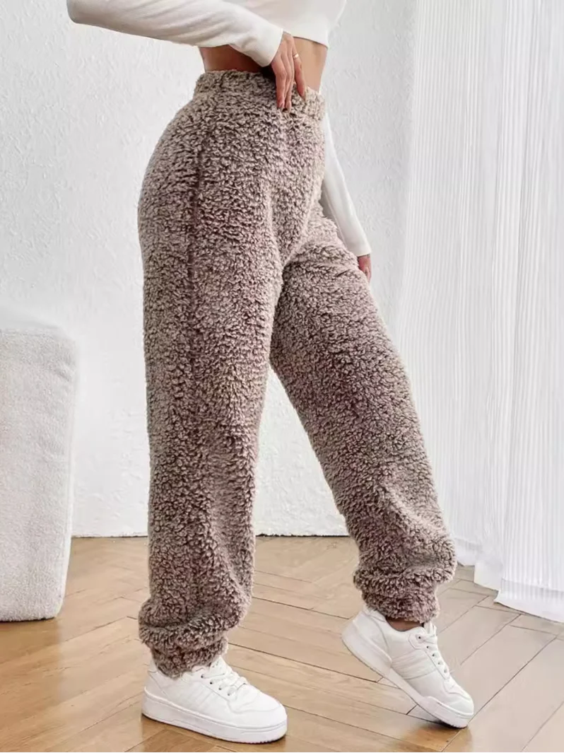 Damen Hose Täglich Ausgehen Lässig Fluff/Granular-Fleece-Stoff Gestreift Frühling/Herbst Hose