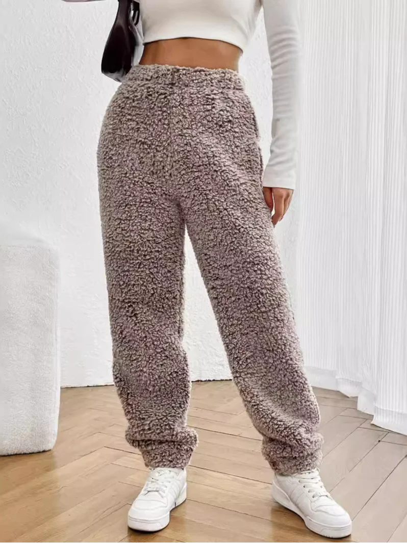 Damen Hose Täglich Ausgehen Lässig Fluff/Granular-Fleece-Stoff Gestreift Frühling/Herbst Hose