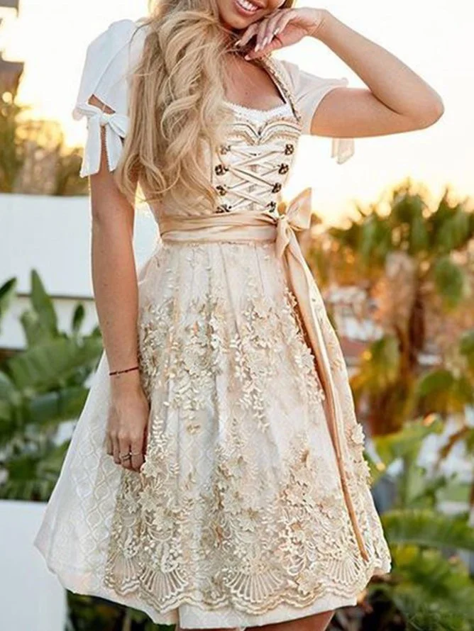 Dirndl Oktoberfest Spitze Party Kleid Damen Wiesn Bier Cosplay Kostüm