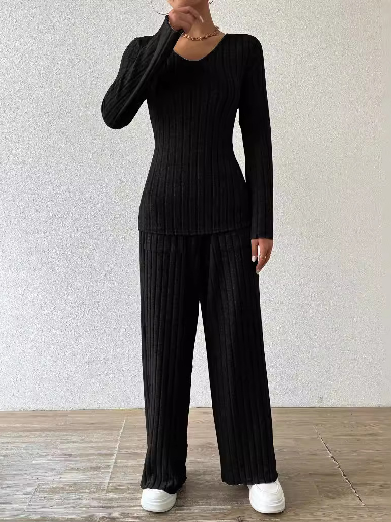 Damen Unifarben Reißverschluss Zweiteiliges Set Täglich Langarm Lässig Frühling/Herbst Bluse mit Hose Matching Set