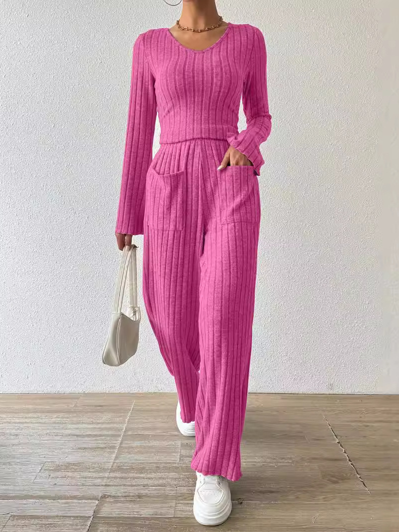 Damen Unifarben Reißverschluss Zweiteiliges Set Täglich Langarm Lässig Frühling/Herbst Bluse mit Hose Matching Set