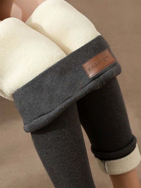 Damen Lässig Unifarben Winter Lang Leggings