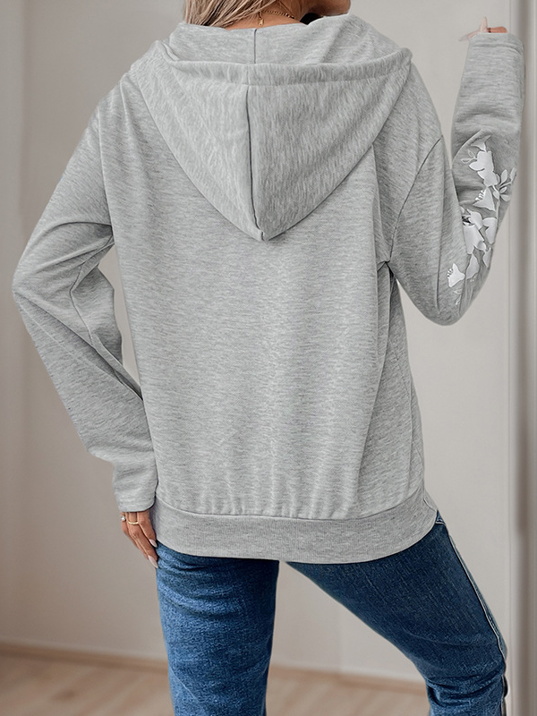 Damen Kapuze Geblümt Reißverschluss Lässig Frühling/Herbst Langarm Sweatshirt