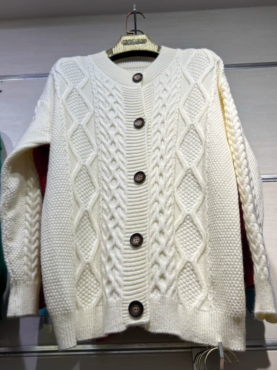 Damen Lässig Winter Unifarben Wolle/Stricken Strickjacke