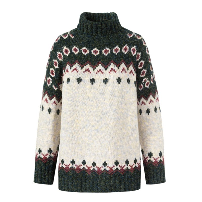 Damen Frühling/Herbst Ethnisch Lässig Langarm Rollkragen Garn/Wollgarn Pullover