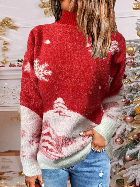 Damen Frühling/Herbst Weihnachten Lässig Langarm Rollkragen Garn/Wollgarn Pullover