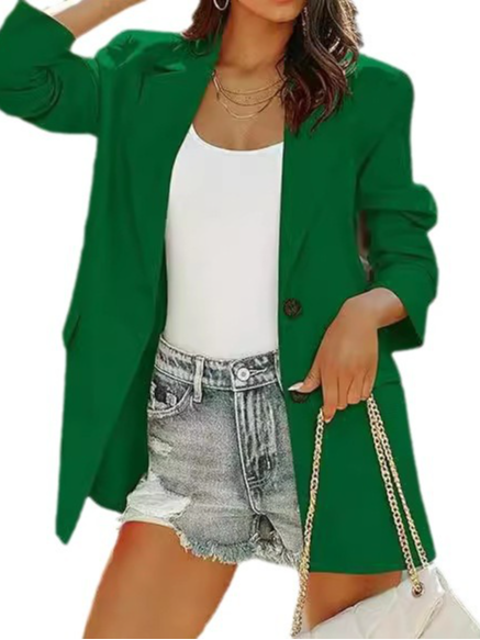 Damen Frühling/Herbst Oberbekleidung Lässig Unifarben Langarm Schalkragen Regelmäßig Blazer