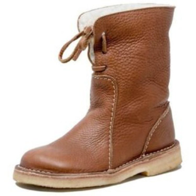 Unifarben Leder Herbst Westlicher Stil Western Stiefelette