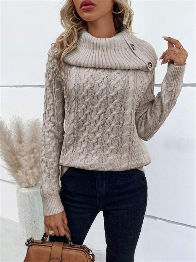 Damen Frühling/Herbst Unifarben Lässig Langarm Rollkragen Garn/Wollgarn Pullover