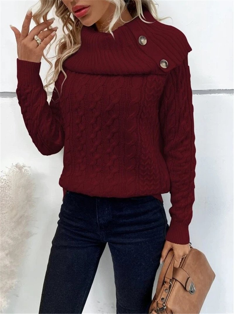 Damen Frühling/Herbst Unifarben Lässig Langarm Rollkragen Garn/Wollgarn Pullover