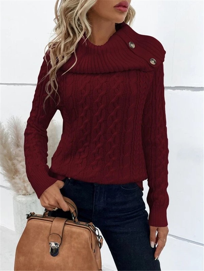 Damen Frühling/Herbst Unifarben Lässig Langarm Rollkragen Garn/Wollgarn Pullover