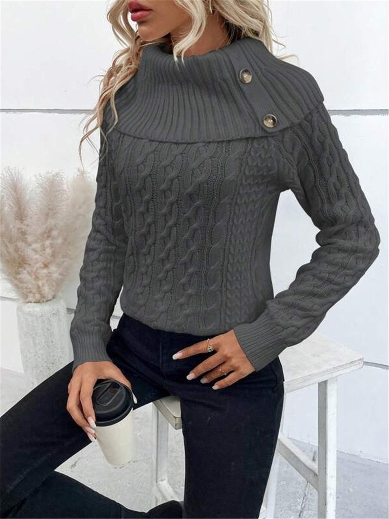 Damen Frühling/Herbst Unifarben Lässig Langarm Rollkragen Garn/Wollgarn Pullover