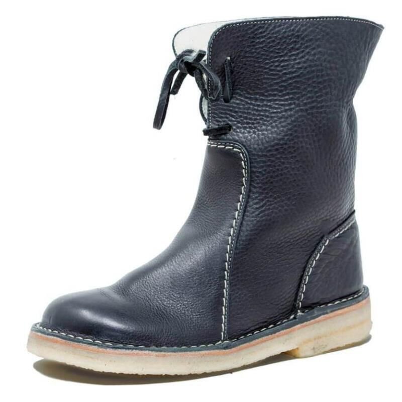 Unifarben Leder Herbst Westlicher Stil Western Stiefelette