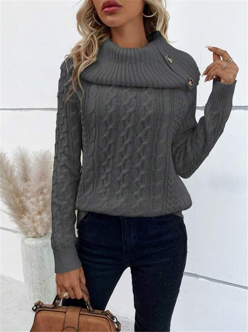 Damen Frühling/Herbst Unifarben Lässig Langarm Rollkragen Garn/Wollgarn Pullover