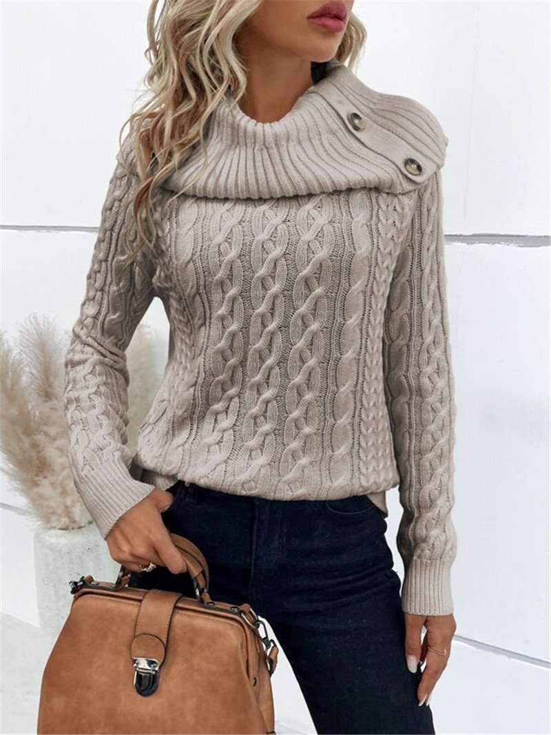 Damen Frühling/Herbst Unifarben Lässig Langarm Rollkragen Garn/Wollgarn Pullover