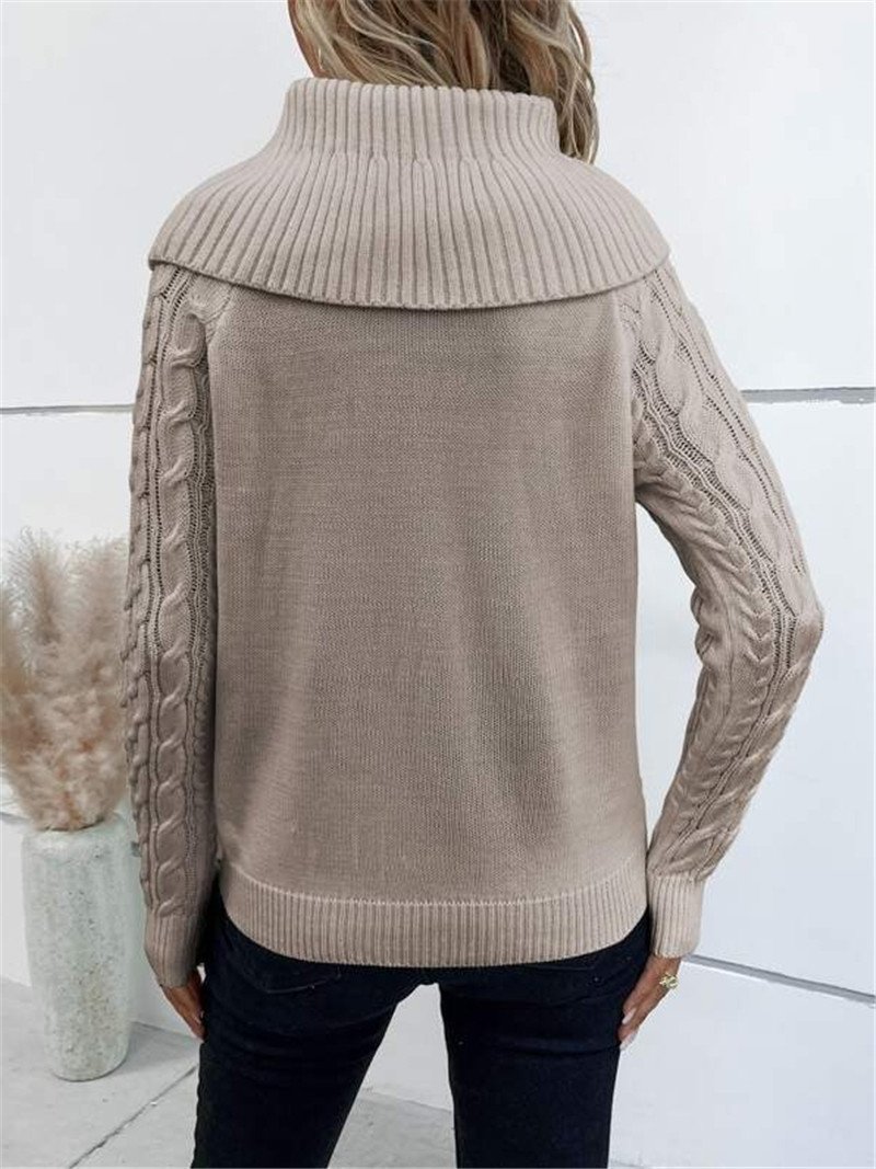 Damen Frühling/Herbst Unifarben Lässig Langarm Rollkragen Garn/Wollgarn Pullover