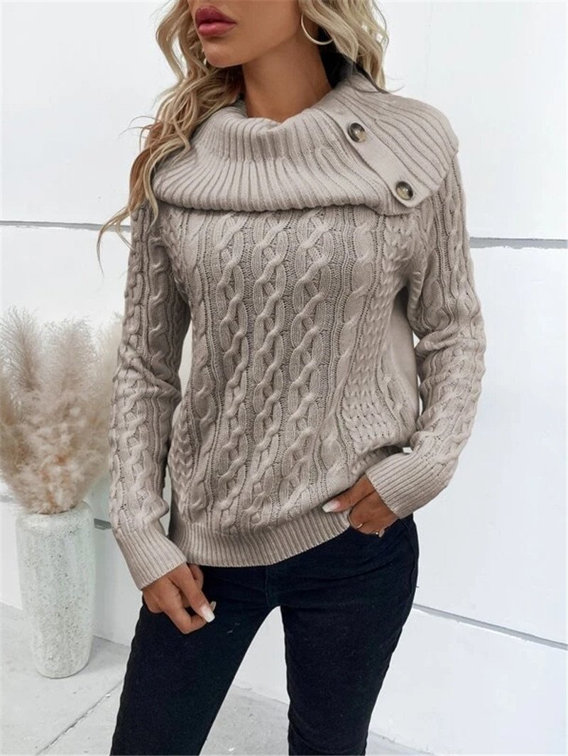 Damen Frühling/Herbst Unifarben Lässig Langarm Rollkragen Garn/Wollgarn Pullover