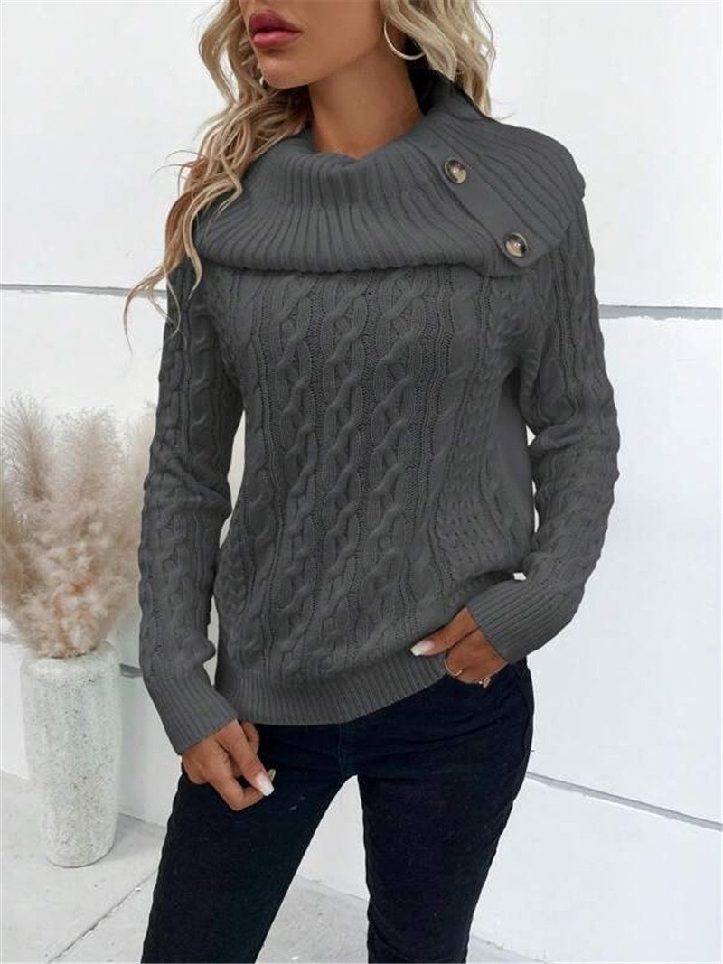 Damen Frühling/Herbst Unifarben Lässig Langarm Rollkragen Garn/Wollgarn Pullover