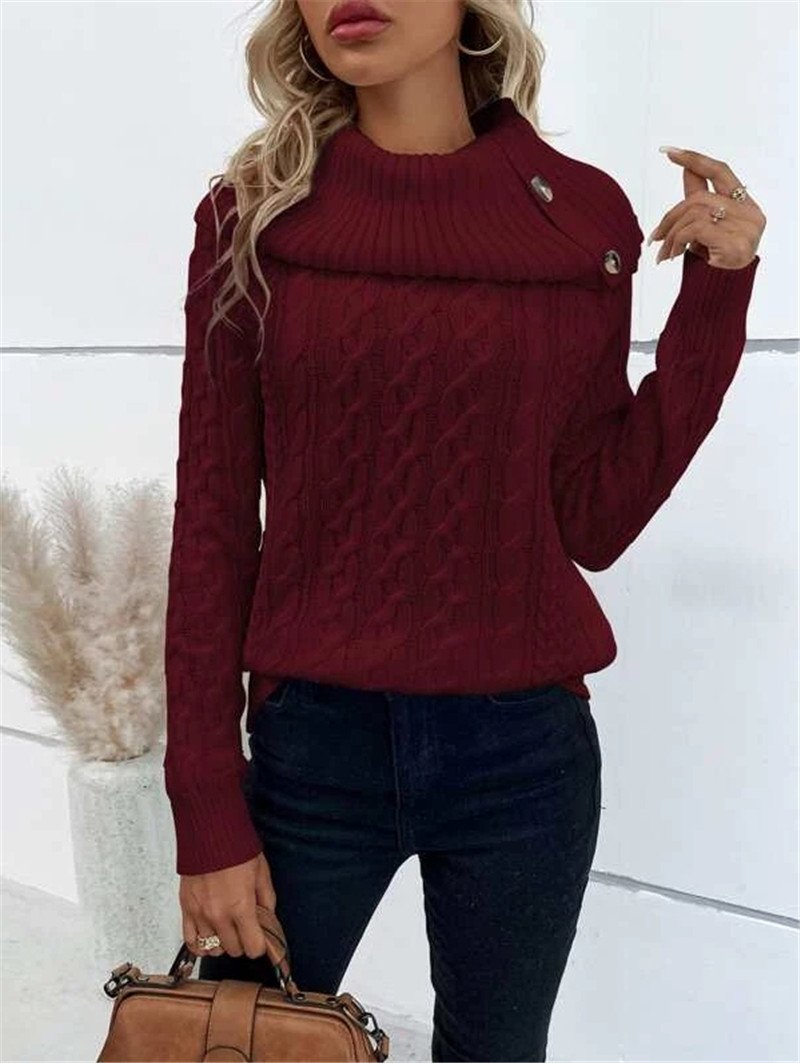 Damen Frühling/Herbst Unifarben Lässig Langarm Rollkragen Garn/Wollgarn Pullover