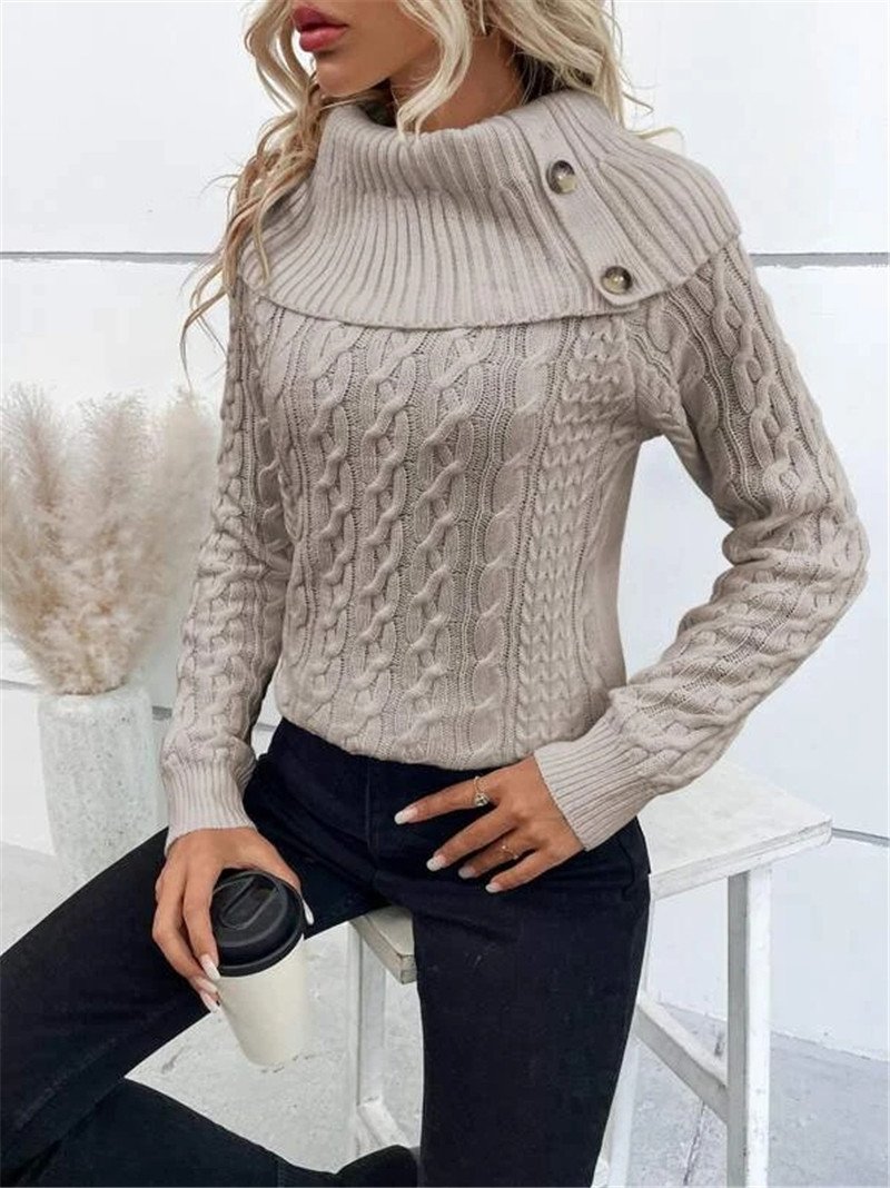 Damen Frühling/Herbst Unifarben Lässig Langarm Rollkragen Garn/Wollgarn Pullover