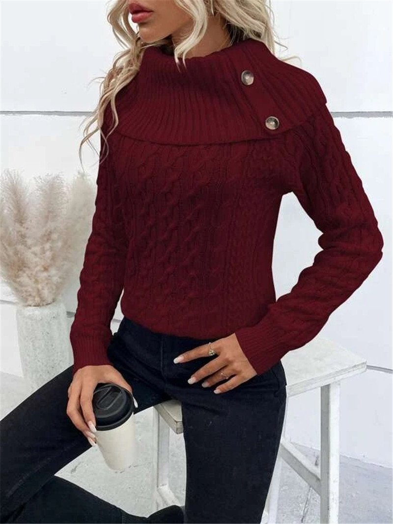 Damen Frühling/Herbst Unifarben Lässig Langarm Rollkragen Garn/Wollgarn Pullover