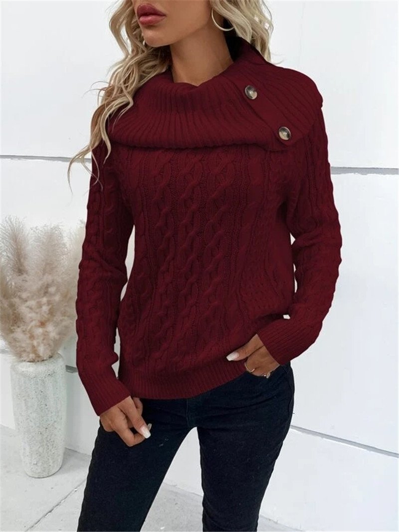 Damen Frühling/Herbst Unifarben Lässig Langarm Rollkragen Garn/Wollgarn Pullover