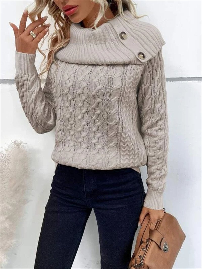 Damen Frühling/Herbst Unifarben Lässig Langarm Rollkragen Garn/Wollgarn Pullover