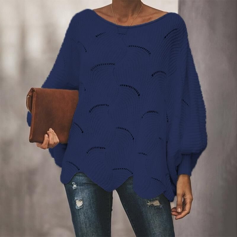 Damen Frühling/Herbst Unifarben Lässig Langarm Rundhals Garn/Wollgarn Pullover