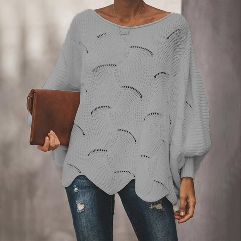 Damen Frühling/Herbst Unifarben Lässig Langarm Rundhals Garn/Wollgarn Pullover