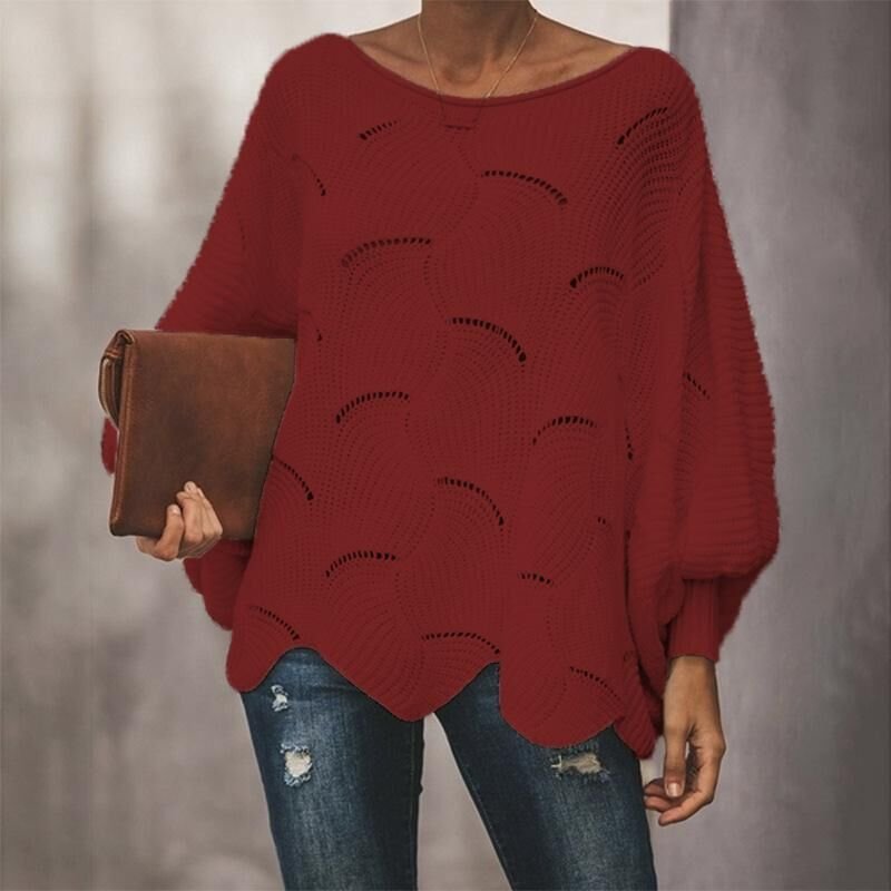 Damen Frühling/Herbst Unifarben Lässig Langarm Rundhals Garn/Wollgarn Pullover