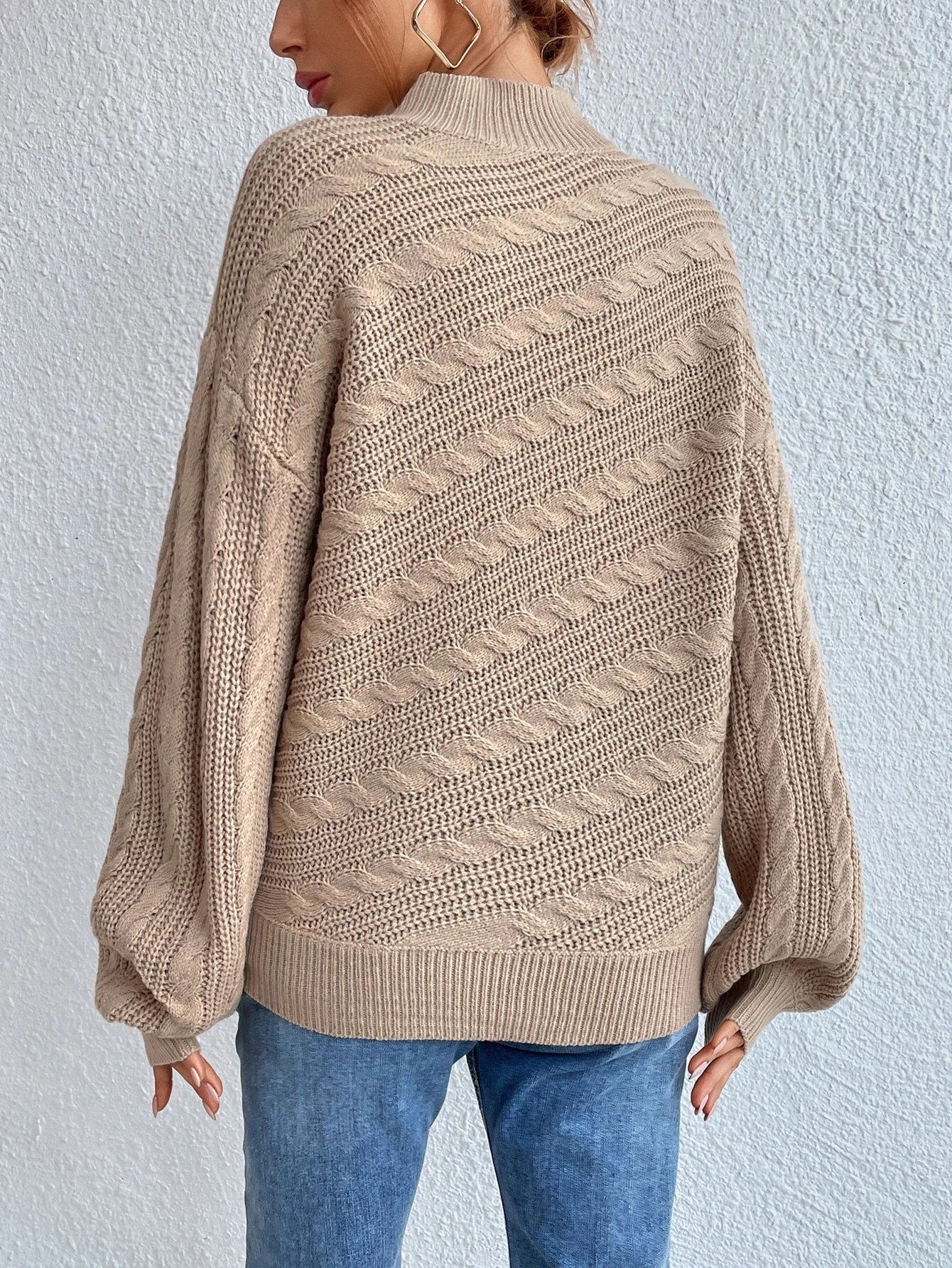 Damen Frühling/Herbst Unifarben Lässig Langarm Rundhals Wolle/Stricken Pullover