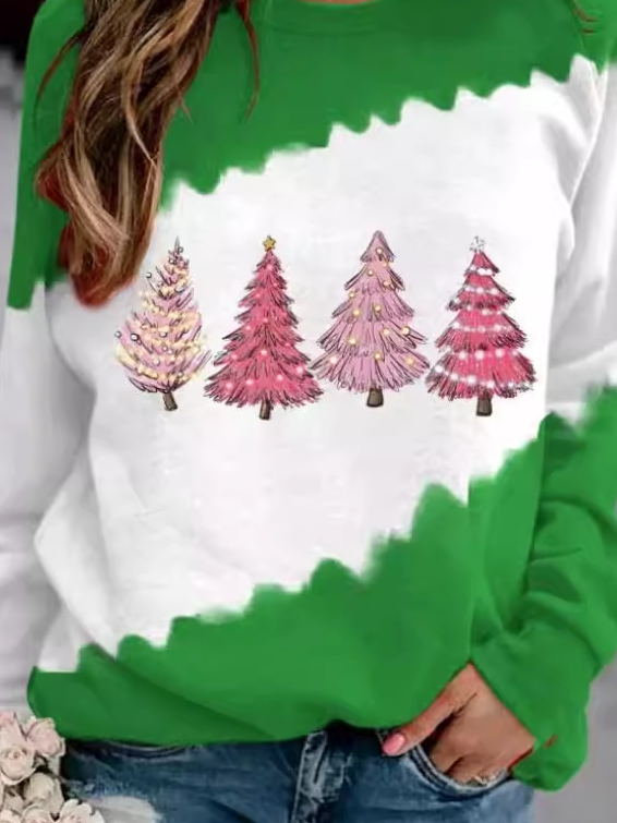 Damen Rundhals Weihnachten Lässig Frühling/Herbst Langarm Sweatshirt