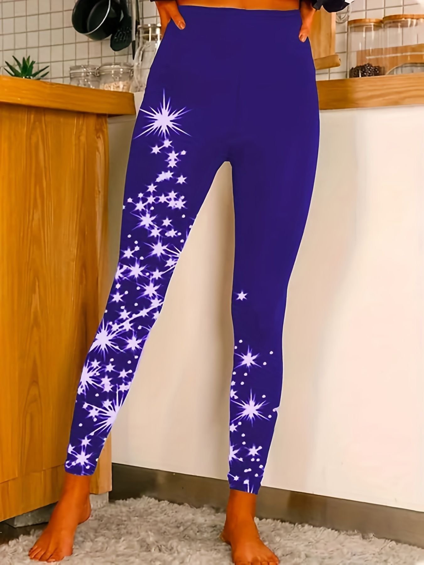 Damen Lässig 3d Drucken Alle Jahreszeiten Knöchelhose Leggings Weihnachten